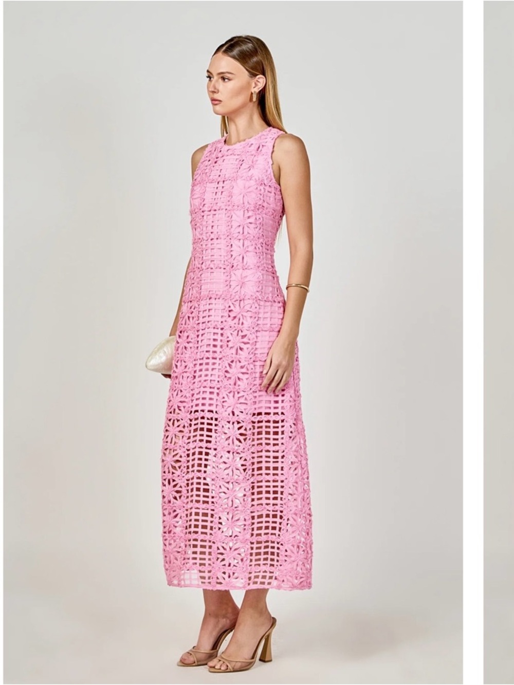 Endless Rose Pink Crochet Sleeveless Maxi Dress